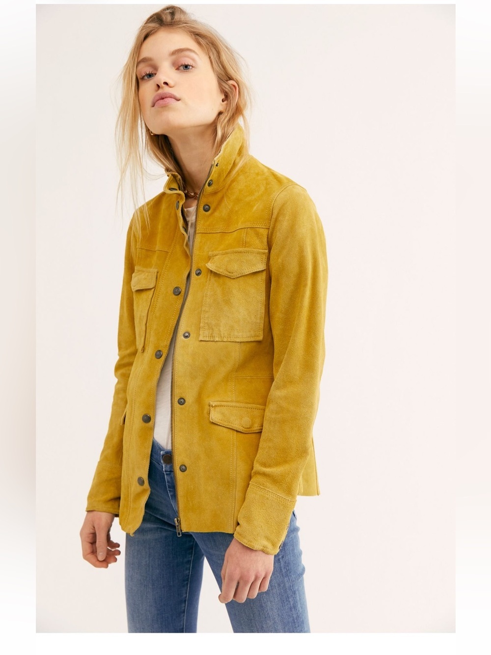 Free People Kimberly Suede Shirt Jacket, size S